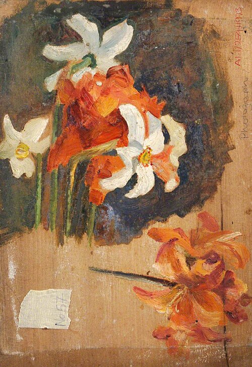Narcissus and Orchid (verso), , Benjamin Haughton