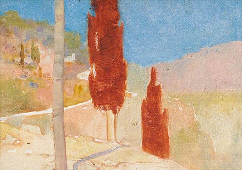 Cypress Trees in Italian Landscape, , Benjamin Haughton