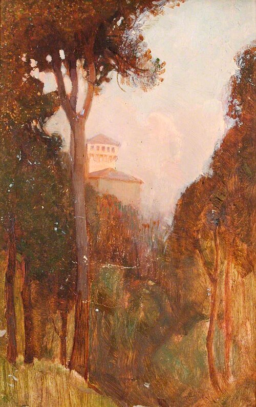 Trees and Tower, Tuscany, 1904, Benjamin Haughton