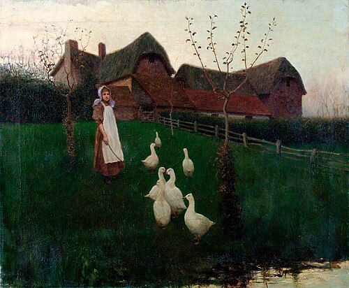 Girl Tending Geese, , Benjamin Haughton