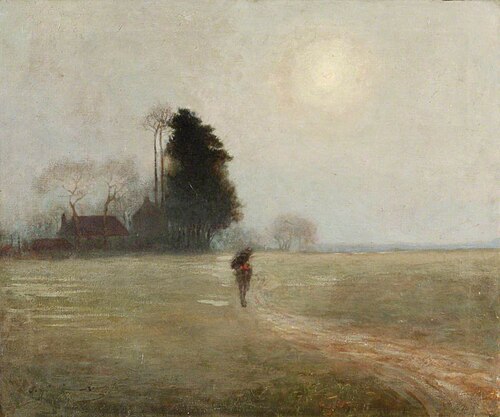 Man Crossing a Field at Dusk, , Benjamin Haughton