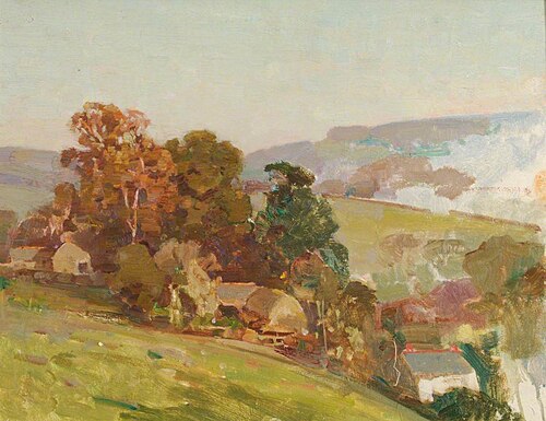 Cottages on a Hillside, , Benjamin Haughton