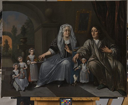 Portret of the family Meinardus Doting (....-1738) and Sara Acronius (....-....), 1694, Bernardus van Schendel