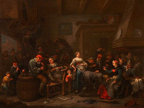 Playing Forfeits (Revellers in an Inn), 1700, Bernardus van Schendel