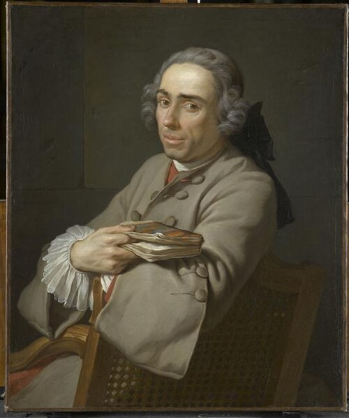 Portrait d'homme en habit gris et gilet rouge, 1740, Joseph Aved