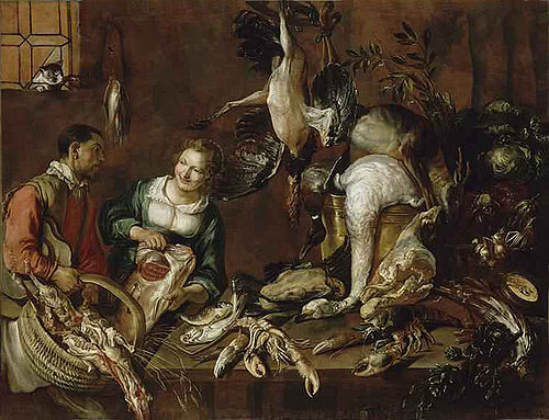 Marchande de volailles et de poissons, 1695, Felice Boselli