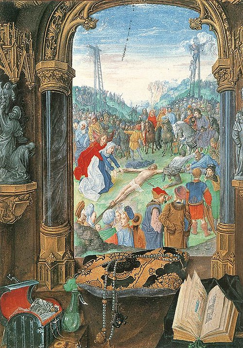 Christ Nailed to the Cross (Mary of Burgundy's Book of Hours), 1477, Nicolas Spierinc