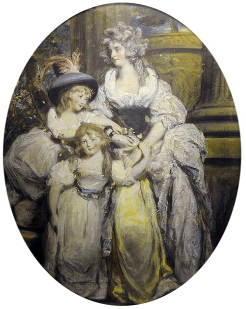 Lady Jane Coke (1753–1800), née Dutton, and Her Daughters, Jane Elizabeth and Anne Margaret Coke, 1781, Daniel Gardner