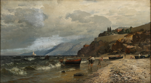 Coastal landscape in Italy near Genova., 1882, Anders Andersen-Lundby