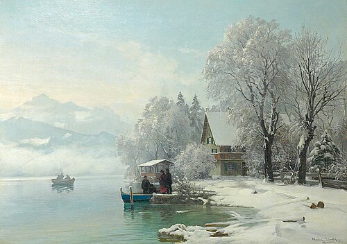 A winter day at a mountain lake., 1887, Anders Andersen-Lundby