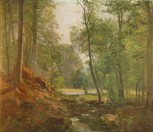 Woodlands with a small pond., 1890, Anders Andersen-Lundby