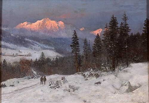 Winter landscape with hunters., 1890, Anders Andersen-Lundby