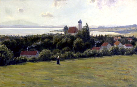 A view of Wasserburg at Lake Constance., 1923, Anders Andersen-Lundby