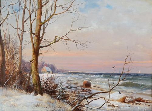 View of a coast in winter., 1872, Anders Andersen-Lundby