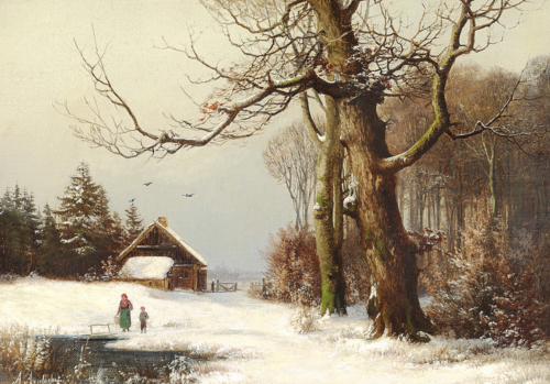 Winter day at the edge of the woods., 1872, Anders Andersen-Lundby