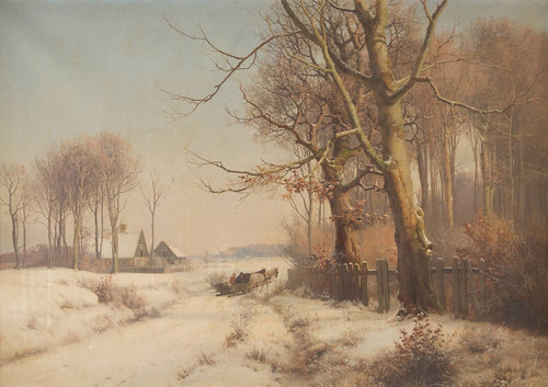 Winter landscape with a sleigh., 1872, Anders Andersen-Lundby