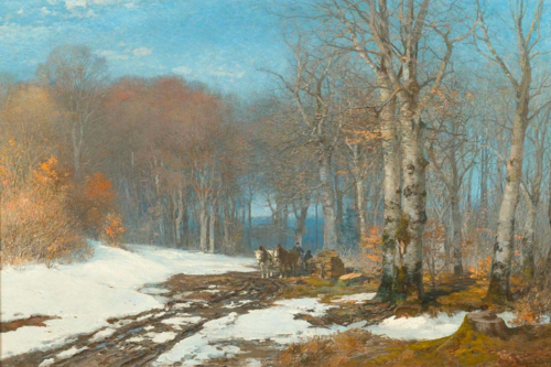 Scene from Isarhochufer near Geiselgasteig, Bavaria., 1880, Anders Andersen-Lundby