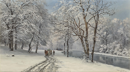 The English Garden in Munich in winter., 1884, Anders Andersen-Lundby
