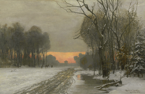Winter landscape near Nymphenburg as evening falls., 1896, Anders Andersen-Lundby