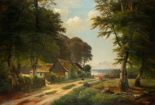 A farmhouse at the shore., 1868, Anders Andersen-Lundby