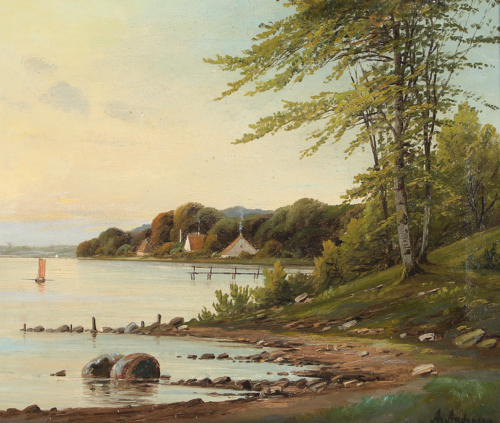Coastal scenery on a calm summer day., 1890, Anders Andersen-Lundby