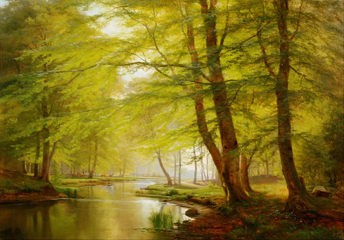 A spring beech forest scenery., 1891, Anders Andersen-Lundby