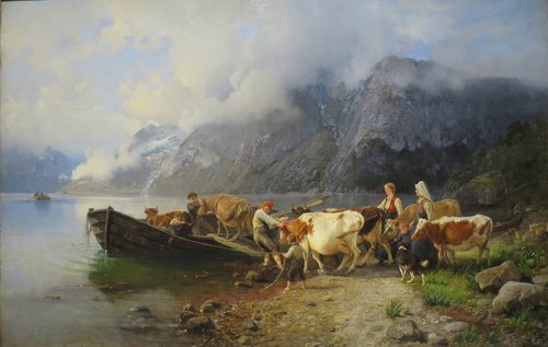 Fjord Landscape with Cattle, 1869, Anders Monsen Askevold
