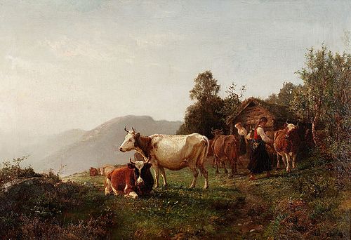 Summer landscape with cows., 1860, Anders Monsen Askevold