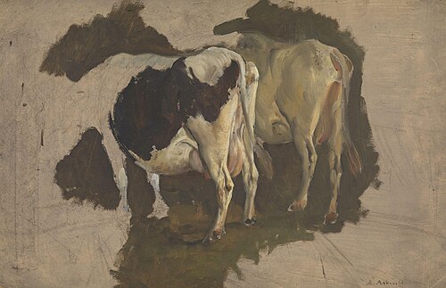 Study of two Cows, seen from behind, 1900, Anders Monsen Askevold