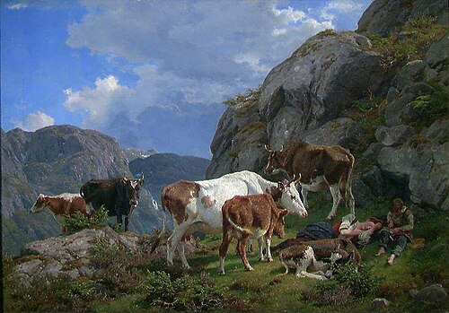 Rest at Noon in the Mountains, 1859, Anders Monsen Askevold