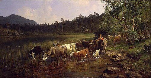 Summer Day by the Tarn, 1876, Anders Monsen Askevold