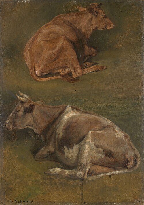 To liggende kuer, 1861, Anders Monsen Askevold