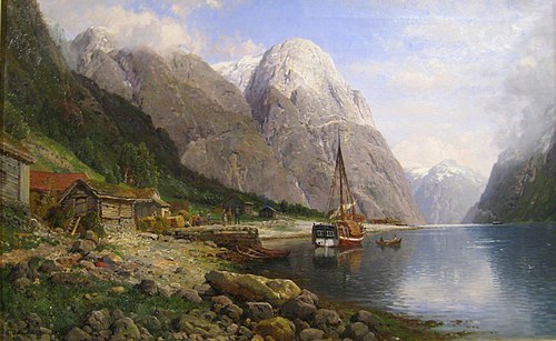 At the ferryman's, 1887, Anders Monsen Askevold