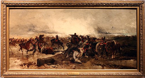 Pièce d'artillerie française menacée par une charge de uhlans, 1870-1871, , Wilfrid Constant Beauquesne