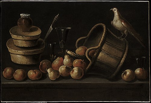 Still Life with Fruit and a Bird, 1608, Blas de Ledesma