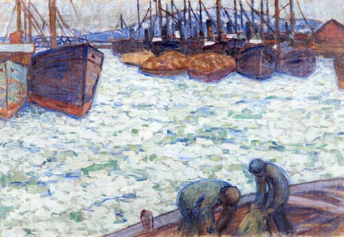 Gothenburg Harbour with Boats in the Ice, 1916, Ester Almqvist