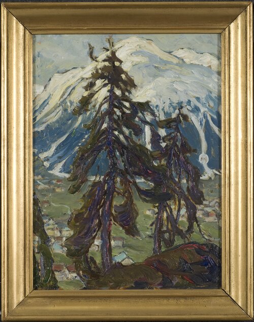 Fir Trees in front of the Mountains. Study from North Norway, , Anna Boberg