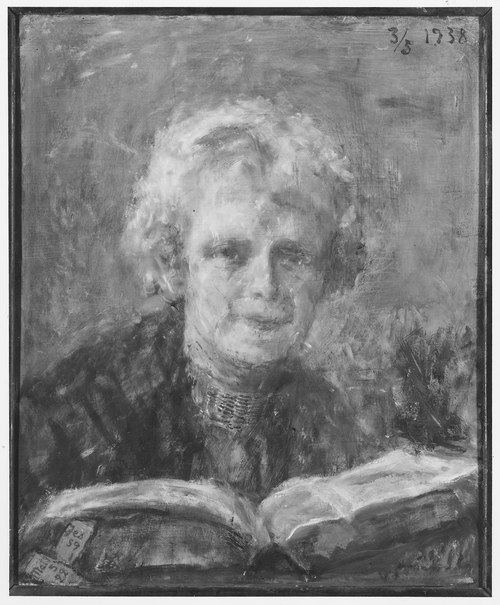 Wilhelmina Bredberg, 1857-1943, konstnär, grafiker, gift med 1. registrator Vilhelm Swalin, 2. kansl, 1938, Mina Carlson-Bredberg