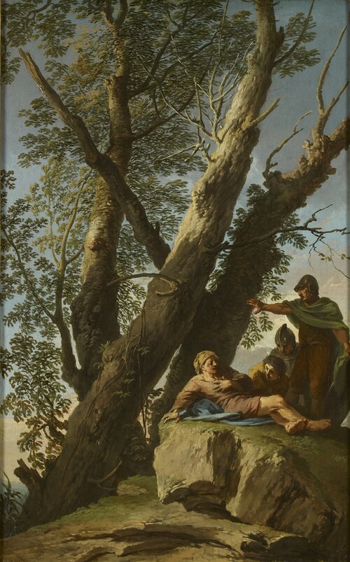Landscape with a wounded Bandit and other Figures, 1727, Andrea Locatelli