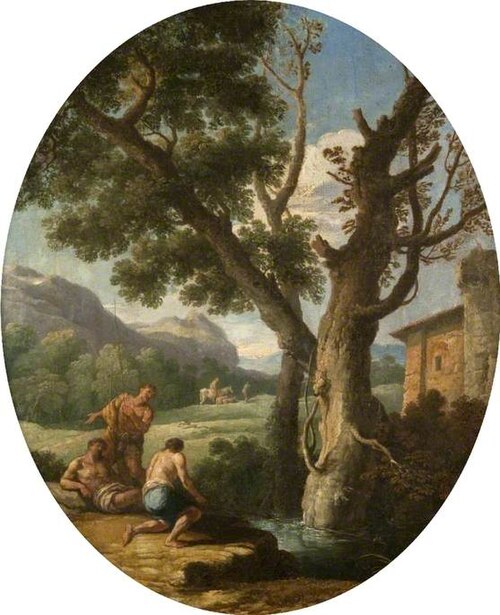 Landscape with Three Fishermen by a Stream, 1730, Andrea Locatelli