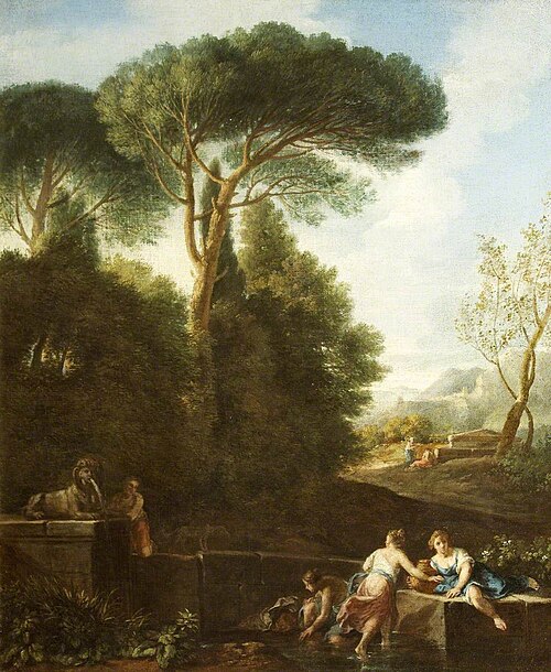Classical Landscape with Figures by a Fountain, , Andrea Locatelli