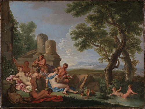 Bacchanal Scene in a Landscape, 1730, Andrea Locatelli
