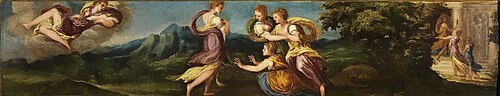 Nymphs in a Landscape, 1545, Andrea Schiavone