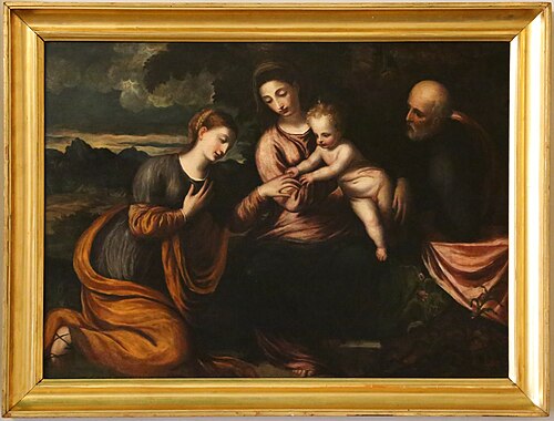 Mystic marriage of Saint Catherine, , Andrea Schiavone