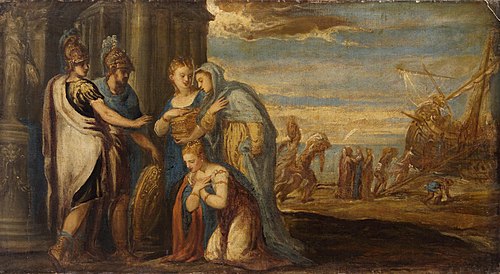 Aeneas Takes Leave of Dido, 1555, Andrea Schiavone