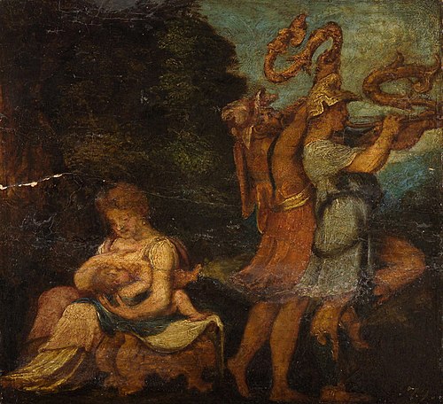 Jupiter nurtured by Amalthea, 1544, Andrea Schiavone