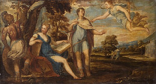 Aeneas called away from Dido, 1555, Andrea Schiavone