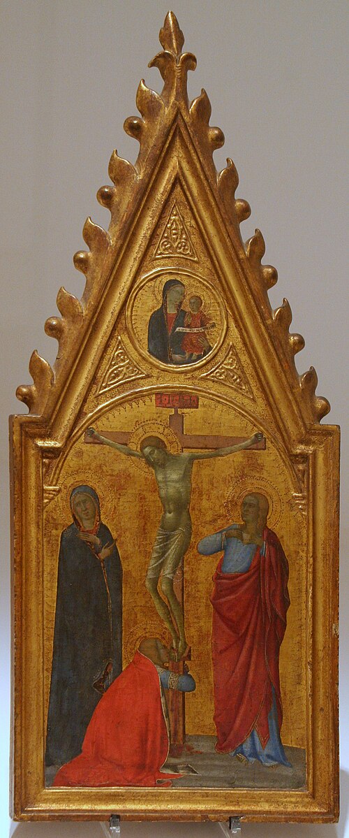 Crucifixion avec Marie et son enfant en médaillon, , Andrea Vanni