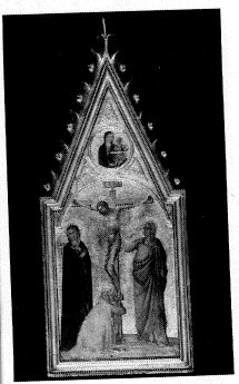 Kruisiging, met de Madonna en kind in een medaillon, 1380, Andrea Vanni