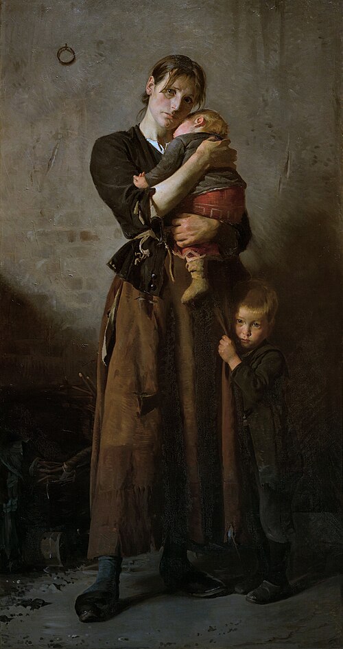 Forladt Dog ej af venner i nøden, 1888, Frants Peter Diderik Henningse
